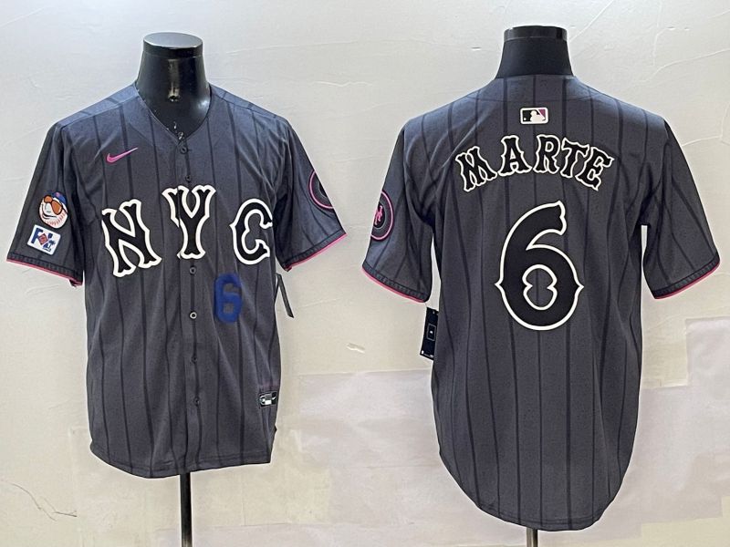 Men New York Mets 6 Marte Black City Edition 2025 Nike MLB Jersey style 4